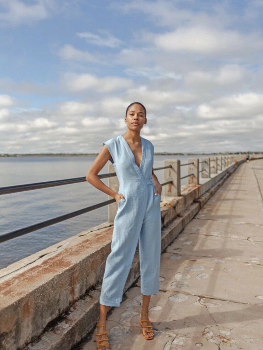 Rachel Comey Steadfast Blue V-Neck Jumpsuit